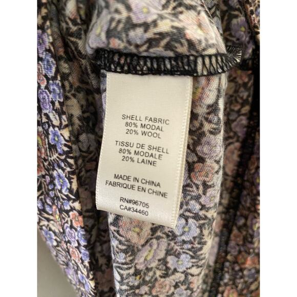 Rebecca Taylor Modal Wool Mock Neck Floral Top Lavish Garden Purple EUC Large - Picture 10 of 10